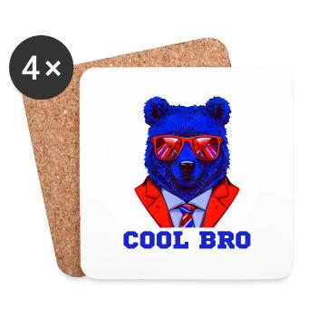 Cool Bro Bear - Dessous de verre (lot de 4) - blanc - Devant