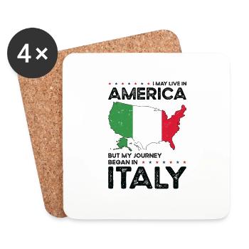 Né en Italie Italie États-Unis - Dessous de verre (lot de 4) - blanc - Devant