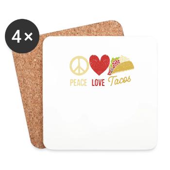 Peace Love Tacos Cute Taco Tuesday Mexican Food - Coasters (set of 4) - white - Front