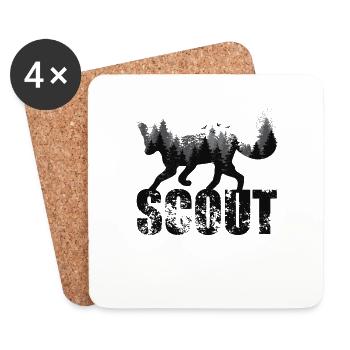 Fox Scout Life Hike Nature Survival Mountains - Dessous de verre (lot de 4) - blanc - Devant