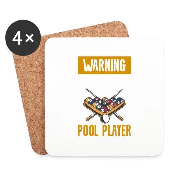 Avertissement Joueur de billard gaucher - Dessous de verre (lot de 4) - blanc - Devant