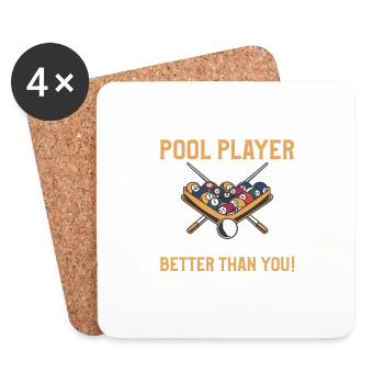Ja, ich bin ein linkshändiger Poolspieler Ja, ich bin immer noch - Untersetzer (4er-Set) - Weiß - Vorne