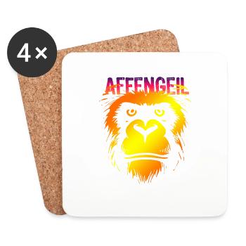 Fastnacht - Karneval - Kostüm - Spruch - Affe - Untersetzer (4er-Set) - Weiß - Vorne