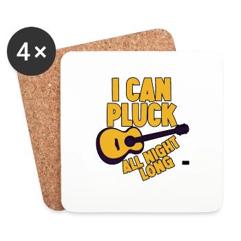 I Can Pluck All Night Long - Coasters (set of 4) - white - Front