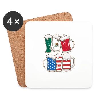 Bière Drapeau mexicain américain Cinco de May - Dessous de verre (lot de 4) - blanc - Devant