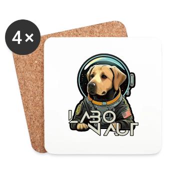 LabbiNaut Labrador Astronauten Hundepapa - Untersetzer (4er-Set) - Weiß - Vorne