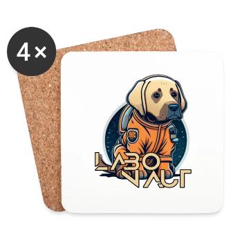 LabbiNaut Labrador Astronaute Chien Papa - Dessous de verre (lot de 4) - blanc - Devant