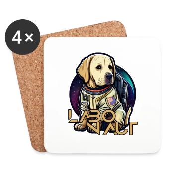 LabbiNaut Labrador Astronaute Chien Papa - Dessous de verre (lot de 4) - blanc - Devant
