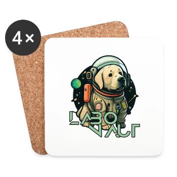 LabbiNaut Labrador Astronauten Hundepapa - Untersetzer (4er-Set) - Weiß - Vorne