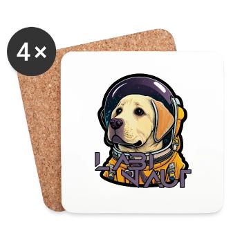 LabbiNaut Labrador Astronauten Hundepapa - Untersetzer (4er-Set) - Weiß - Vorne