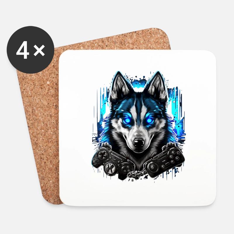 Gaming Husky - Untersetzer (4er-Set) - Weiß
