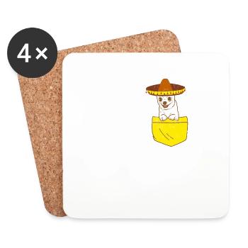 Chihuahua mexicain pieds sombrero cinco de mai - Dessous de verre (lot de 4) - blanc - Devant