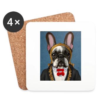 Bouledogue Français au style chic classe - Dessous de verre (lot de 4) - blanc - Devant