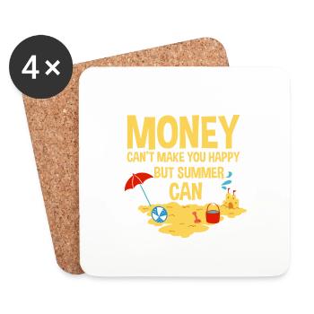 Money Can't Make You Happy But Summer Can 2 - Untersetzer (4er-Set) - Weiß - Vorne