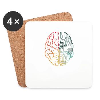Programmer Coding - Developer Programming Brain - Coasters (set of 4) - white - Front