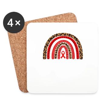 Rainbow Heart Disease Awareness In February - Coasters (set of 4) - white - Front
