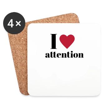I Heart Attention Funny Y2k Shirt, Y2k Baby Tee, Y - Coasters (set of 4) - white - Front