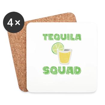 Tequila Squad Funny Cinco de Mayo Lime Mexicain - Dessous de verre (lot de 4) - blanc - Devant