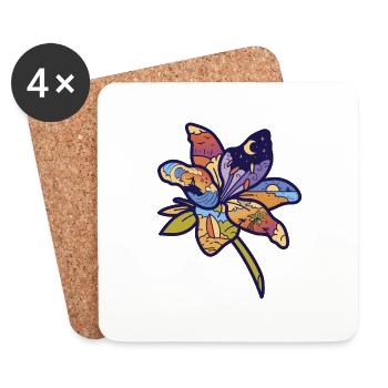Blume - Untersetzer (4er-Set) - Weiß - Vorne