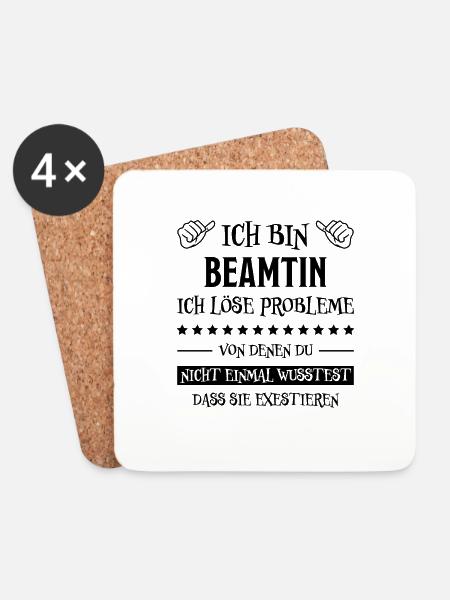 Beamtin Spruch Verbeamtung Büro Beamten Geschenk - Untersetzer (4er-Set) - Weiß