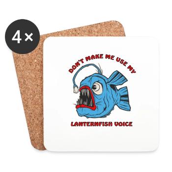 Poisson-lanterne effrayant de la mer profonde - Dessous de verre (lot de 4) - blanc - Devant