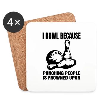 Bowling Kegelverein Kegeln Bowler Bowlingverein - Dessous de verre (lot de 4) - blanc - Devant