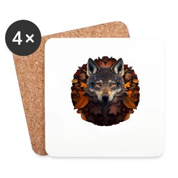 Wolves Silhouette Nature conservation Animal welfare Wolf - Coasters (set of 4) - white - Front