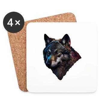Wolves Silhouette Nature conservation Animal welfare Wolf - Coasters (set of 4) - white - Front