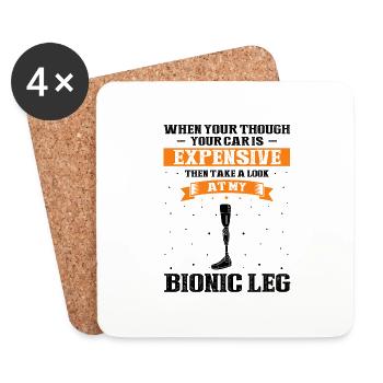 Artificial leg design for leg prostheses - Coasters (set of 4) - white - Front