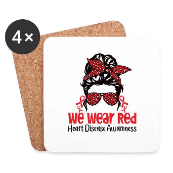 Awareness Heart Disease Heart Health Mom - Coasters (set of 4) - white - Front