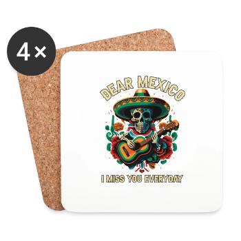 Cher Mexique, tu me manques tous les jours Mexicano Mexicana - Dessous de verre (lot de 4) - blanc - Devant