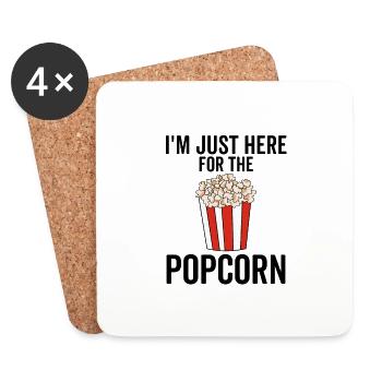 Je suis juste là pour le pop-corn - Dessous de verre (lot de 4) - blanc - Devant