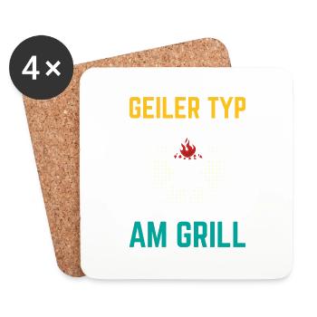 GEILER TYP AM GRILL - Untersetzer (4er-Set) - Weiß - Vorne