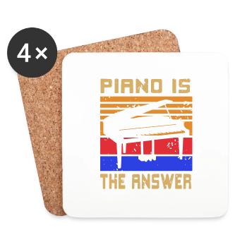 Retro Vintage Piano est la réponse Pianiste drôle - Dessous de verre (lot de 4) - blanc - Devant