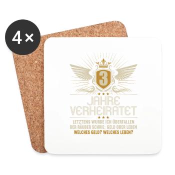 3 Jahre verheiratet zynisch 3.Hochzeitstag - Untersetzer (4er-Set) - Weiß - Vorne