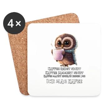 Süße Eule Kaffee redet nicht Kaffee jammert nicht - Untersetzer (4er-Set) - Weiß - Vorne