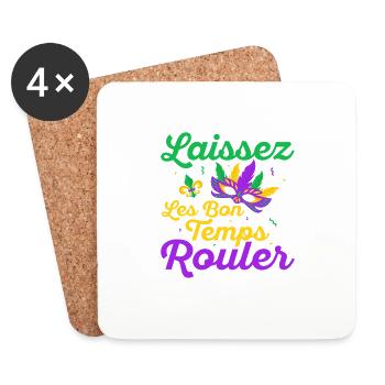 Laissez Les Bon Temps Rouler Mardi Gras Party - Coasters (set of 4) - white - Front