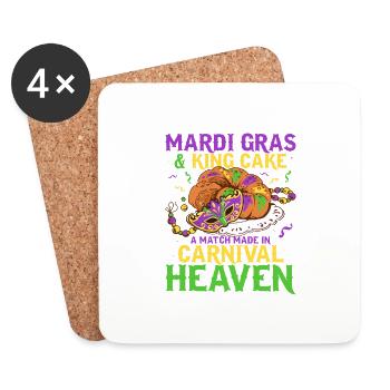 Mardi Gras & King Cake Match Made Carnival Heaven - Untersetzer (4er-Set) - Weiß - Vorne