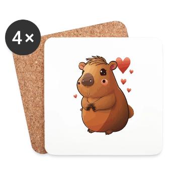 Belle capybara - Dessous de verre (lot de 4) - blanc - Devant