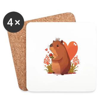 Belle capybara - Dessous de verre (lot de 4) - blanc - Devant