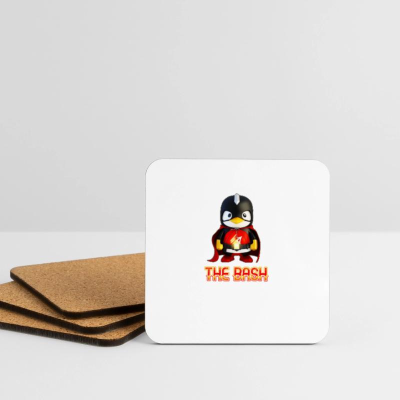 The Bash Penguin Superhero for Linux Coder and Untersetzer (4er-Set)