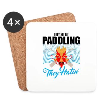 Dragon Boat Paddle pour le Festival de course de bateaux-dragons - Dessous de verre (lot de 4) - blanc - Devant