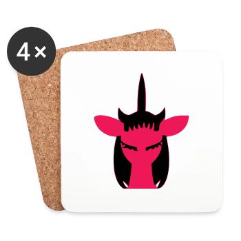 La licorne rouge - Dessous de verre (lot de 4) - blanc - Devant