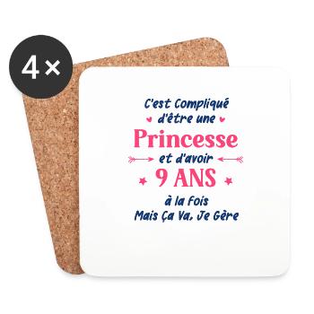 C'est compliqué d'être une princesse et 9 ans - Dessous de verre (lot de 4) - blanc - Devant