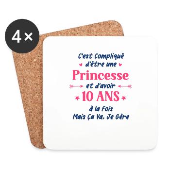 C'est compliqué d'être une princesse et 10 ans - Dessous de verre (lot de 4) - blanc - Devant
