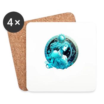 Portez votre signe du zodiaque astrologique avec fierté: Aquari - Dessous de verre (lot de 4) - blanc - Devant
