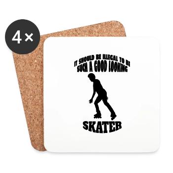 Rollschuh Geschenk skaten Inliner Inline Skater - Untersetzer (4er-Set) - Weiß - Vorne