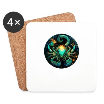 Portez votre signe du zodiaque astrologique avec fierté: Cancer - Dessous de verre (lot de 4) - blanc - Devant
