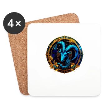 Portez votre signe du zodiaque astrologique avec fierté: Capric - Dessous de verre (lot de 4) - blanc - Devant