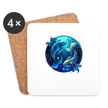 Portez votre signe du zodiaque astrologique avec fierté: Poissons - Dessous de verre (lot de 4) - blanc - Devant